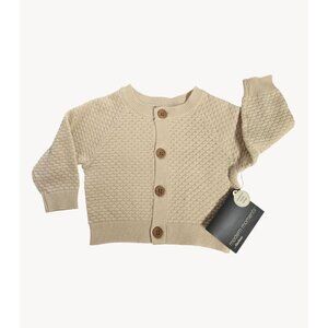 Baby Cardigan 0-3M Organic Cotton Blend NWT Beige Knit - Modern Moments Gerber